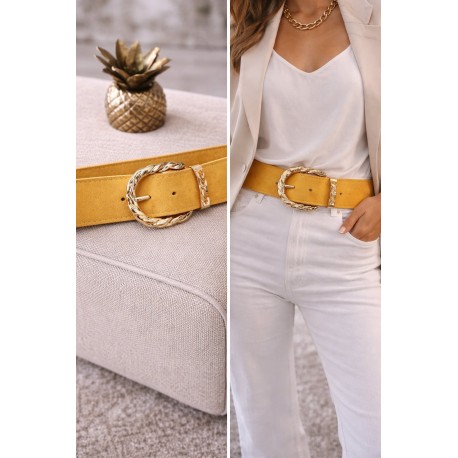 Ceinture élastique torsade jaune moutarde