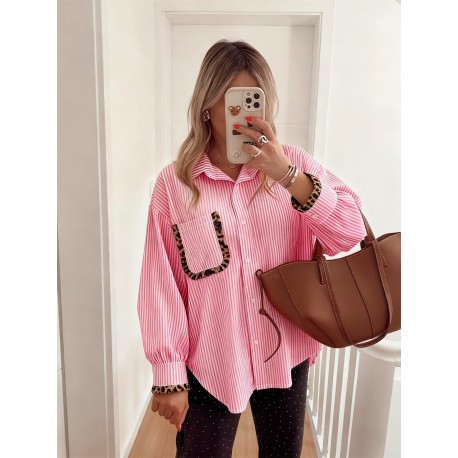 Chemise à rayures leo rose