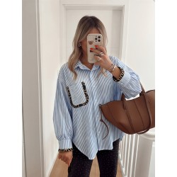 Chemise à rayures leo bleu
