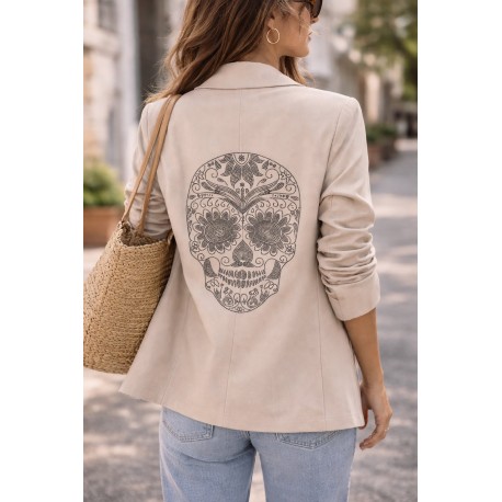 Blazer blanc beige tête de mort