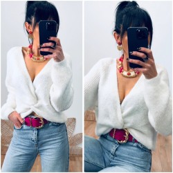 Pull croisé blanc
