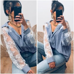 Chemise à rayures dentelle