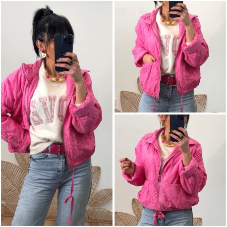 Veste matelassée rose