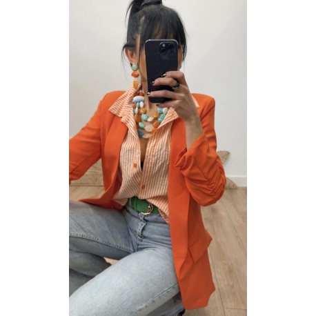 Chemise à rayures orange