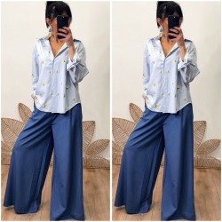 Pantalon fluide bleu jeans