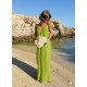 Robe olive perles