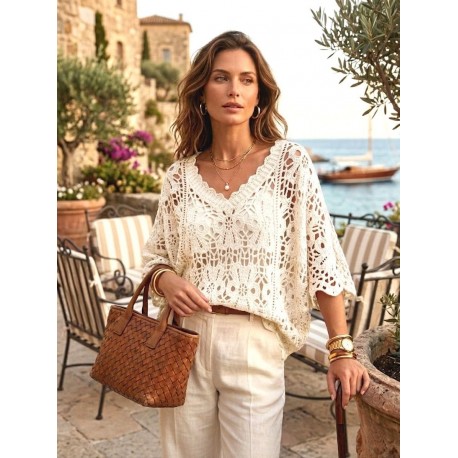 Top crochet - 2 pièces beige