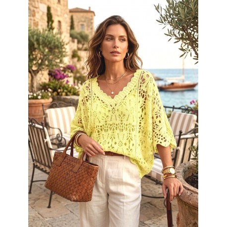 Top crochet - 2 pièces jaune