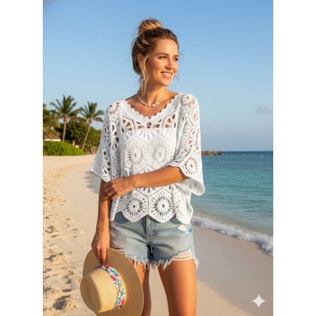 Blouse crochet Blanc