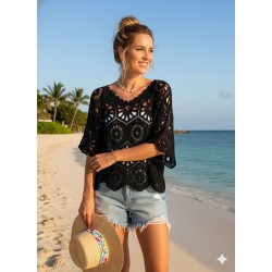 Blouse noire crochet