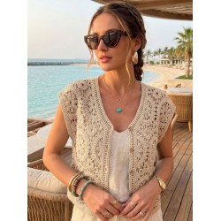 Boléro crochet beige