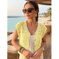 Boléro crochet jaune