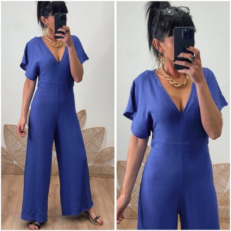 Combi gaz de coton bleu