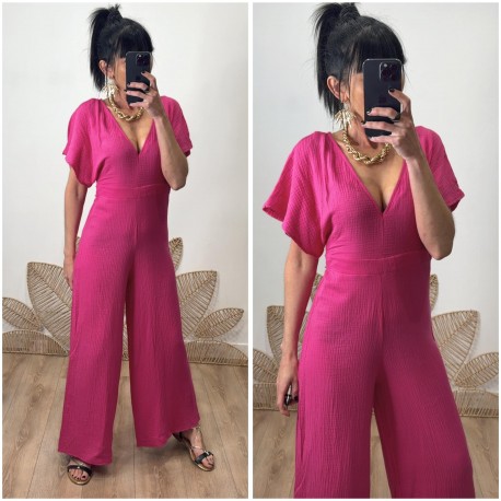 Combi gaz de coton fushia