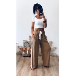 Pantalon gaz de coton camel Louise