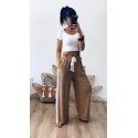 Pantalon gaz de coton camel Louise