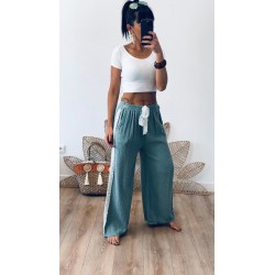 Pantalon gaz de coton jade