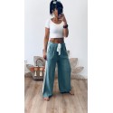 Pantalon gaz de coton jade