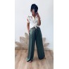 Pantalon fluide satiné kaki