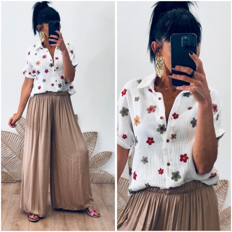 Chemise gaz de coton flowers