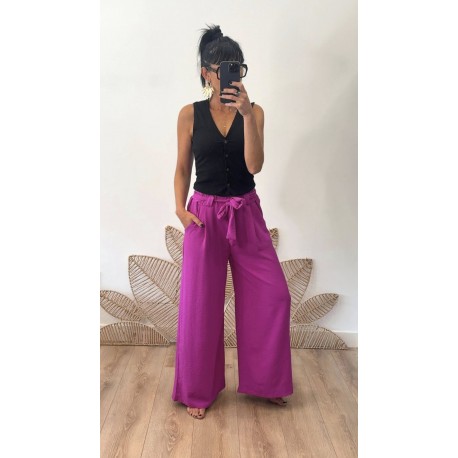Pantalon fluide fushia