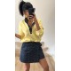 Pull bi-matière jaune