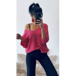 Top chauve souris rose