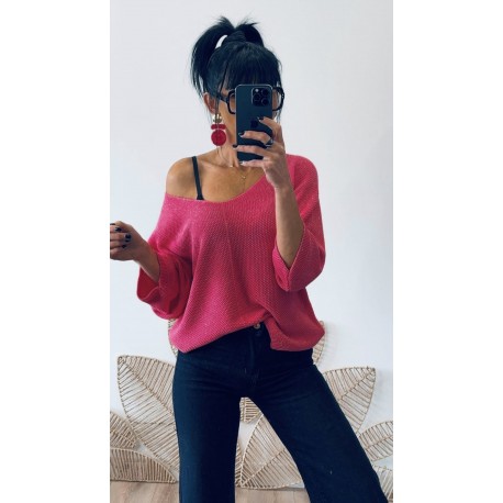 Top chauve souris rose