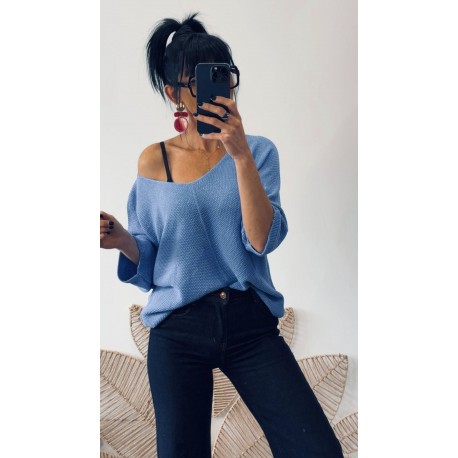 Top chauve souris bleu