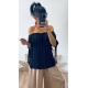 Blouse noire col bateau