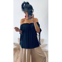 Blouse noire col bateau