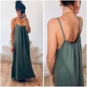 Robe longue gaz de coton kaki