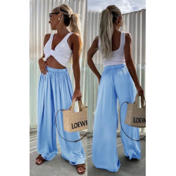 Pantalon viscose bleu ciel