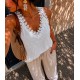 Top blanc dentelle plumetis