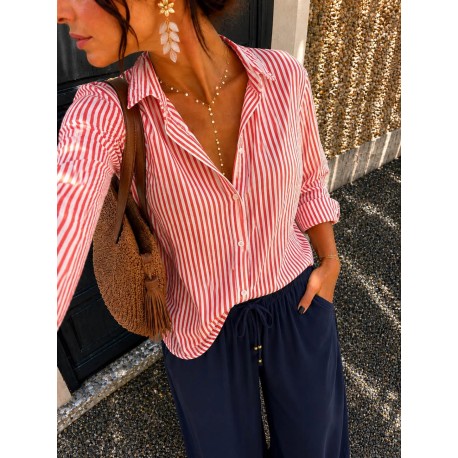 Chemise rayée rouge