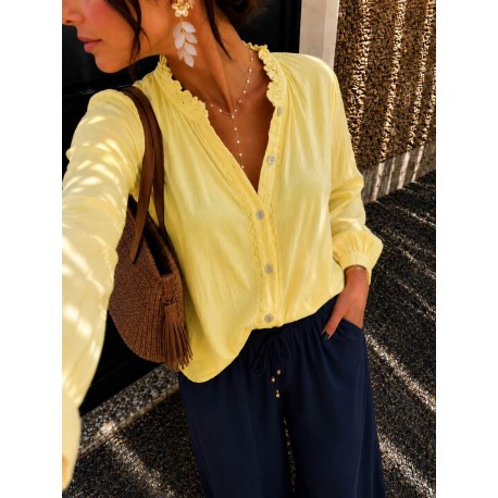 Chemise coton jaune