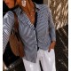 Chemise cintrée marine à rayures