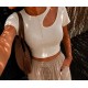 Croc top asymétrique beige