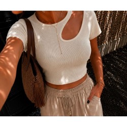 Croc top asymétrique beige