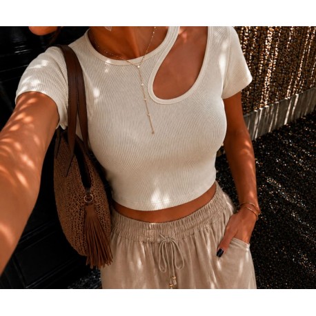 Croc top asymétrique beige