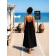 Robe longue noire gaz de coton