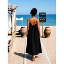 Robe longue noire gaz de coton