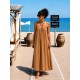 Robe longue gaz de coton camel