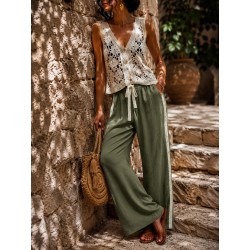 Pantalon gaz de coton kaki Louise