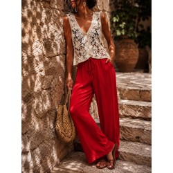 Pantalon gaz de coton rouge