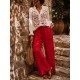 Pantalon gaz de coton rouge