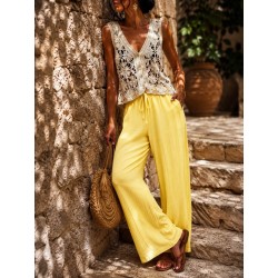Pantalon gaz de coton jaune