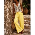 Pantalon gaz de coton jaune