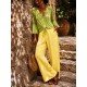 Pantalon gaz de coton jaune