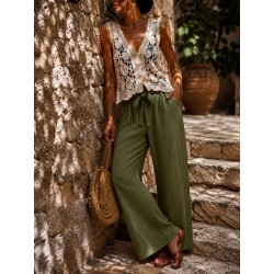 Pantalon fluide lignes kaki